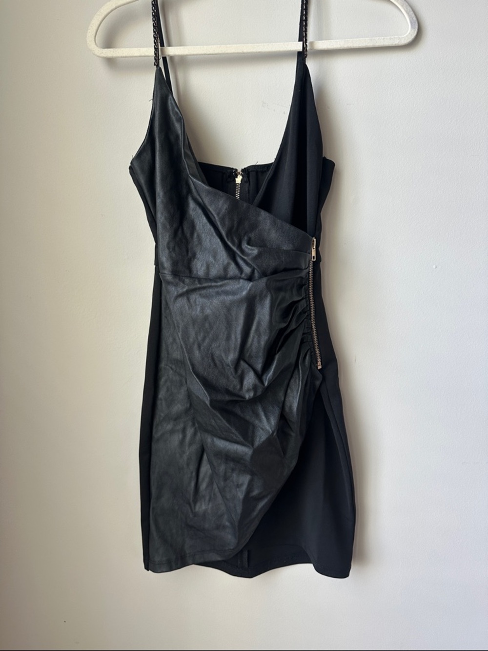 AKIRA Black Faux-Leather Accent Mini Dress